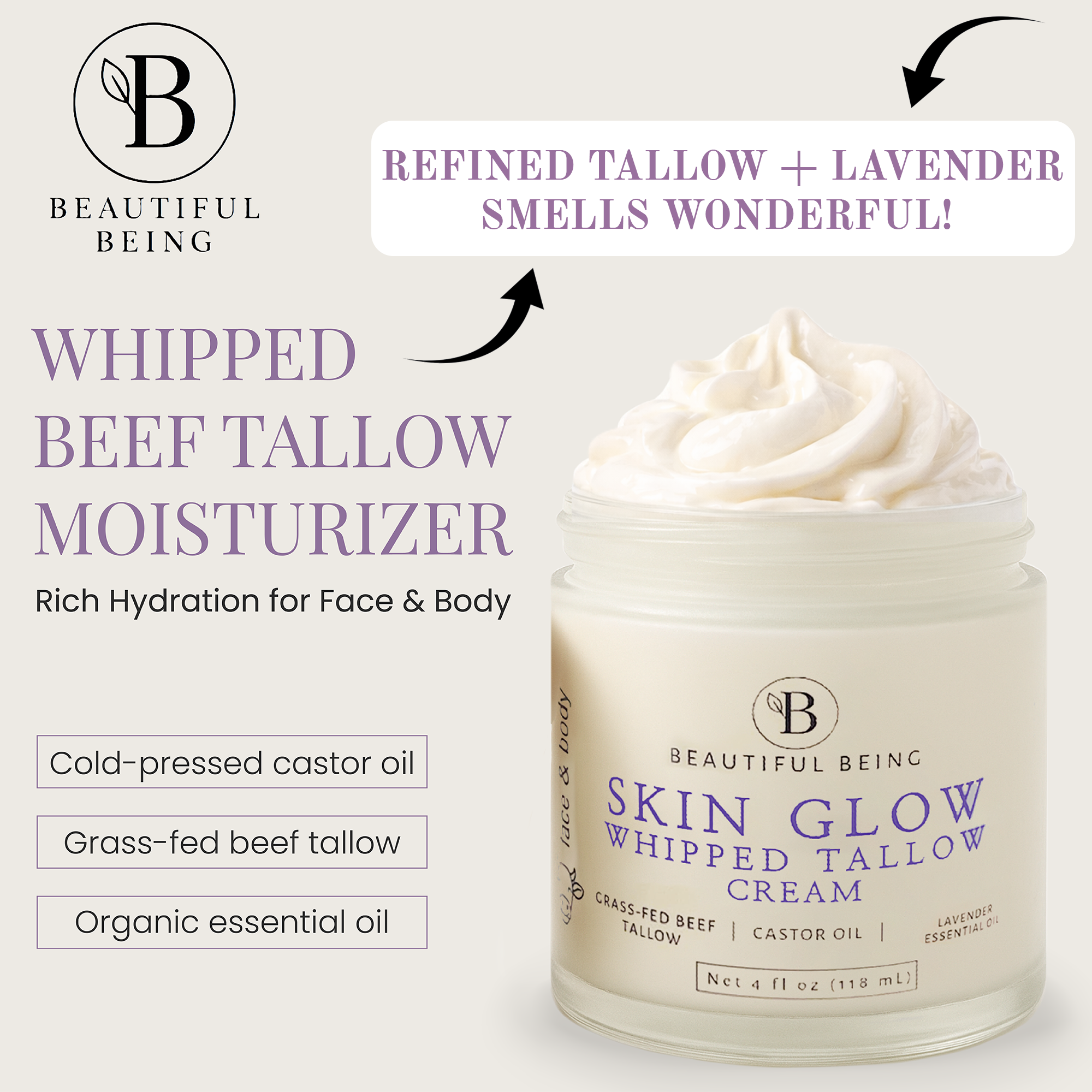 Skin Glow | Whipped Tallow Cream - Lavender Lullaby