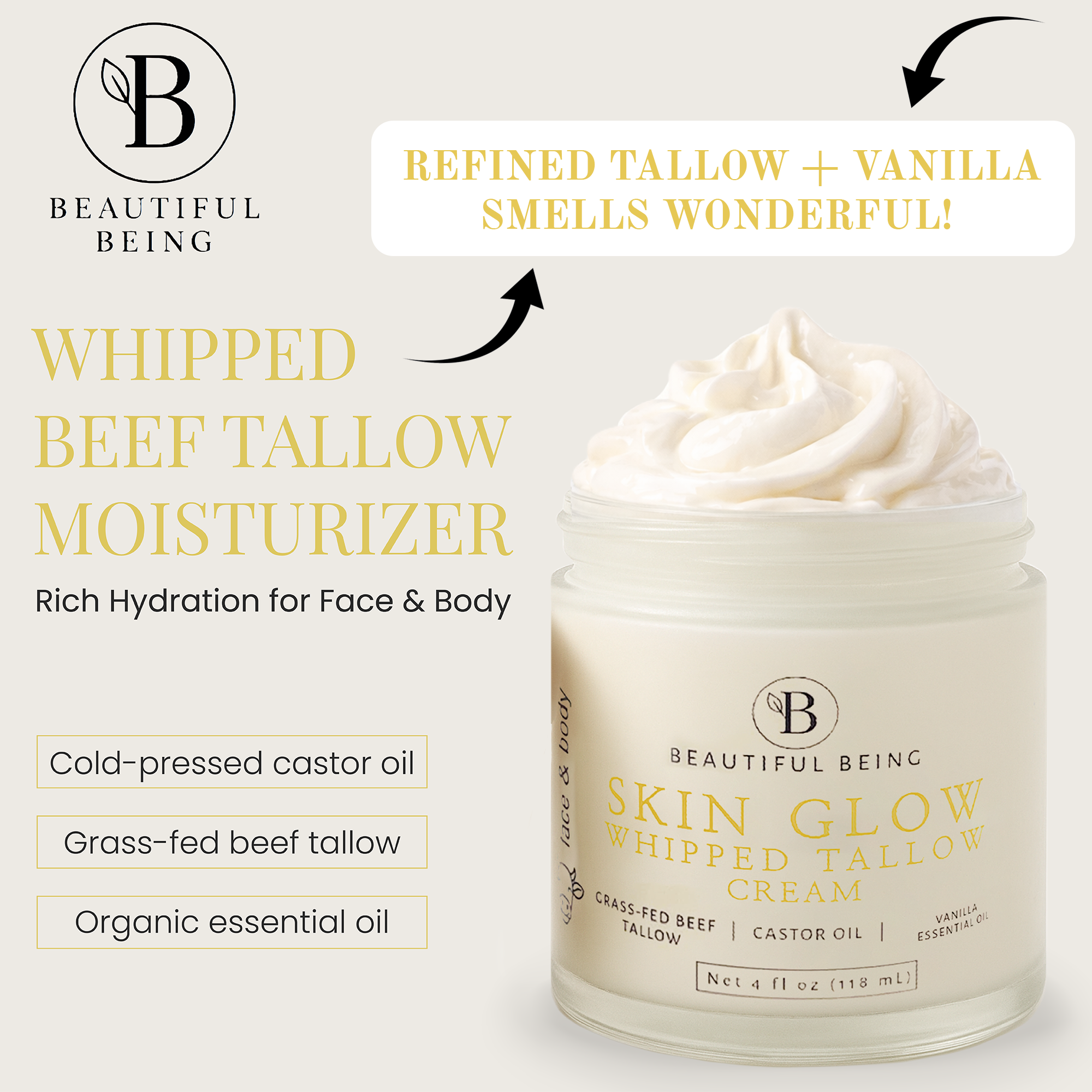Skin Glow | Whipped Tallow Cream - Vanilla Dream